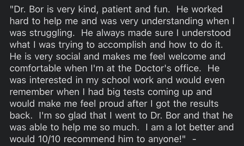 Dr. Bor - Testimonial